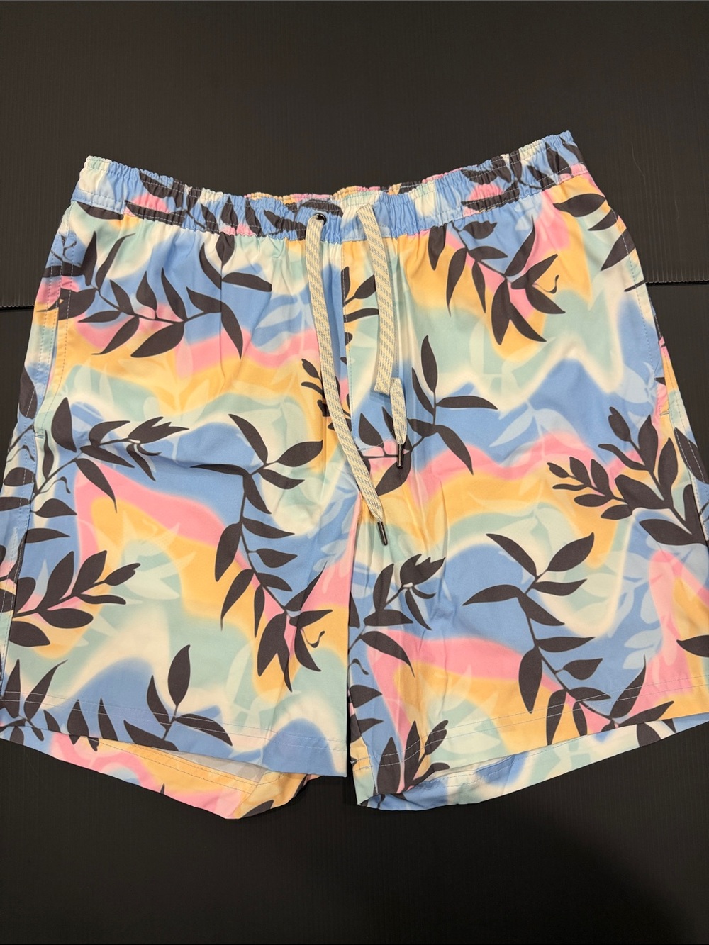 Sonoma Pastel Multi-Color Leaf Print Swim Trunks